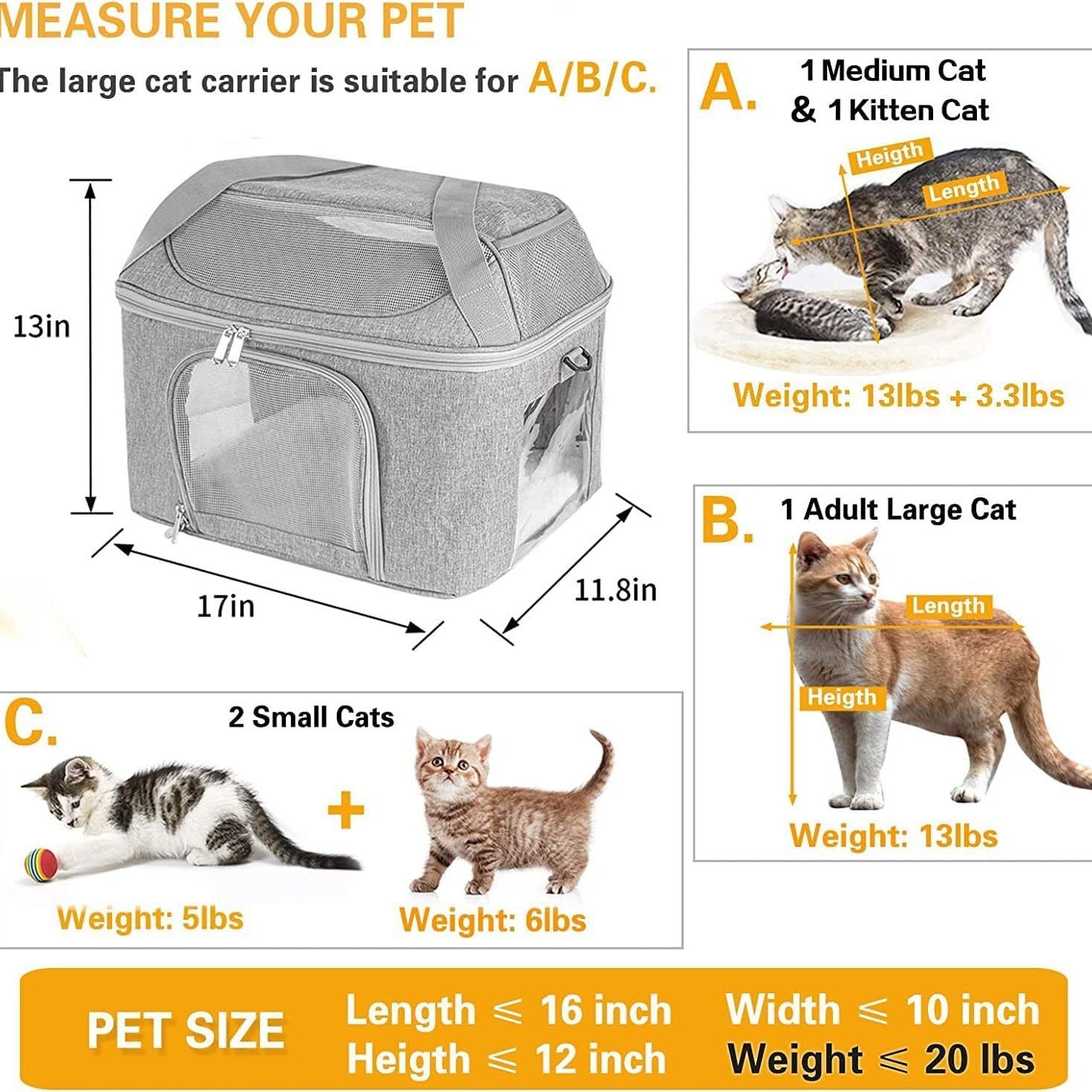 Pet Portable Carrier Bag Travel Transport Bag