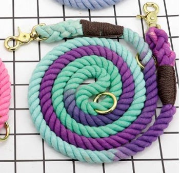 Multi-color cotton long dog leash