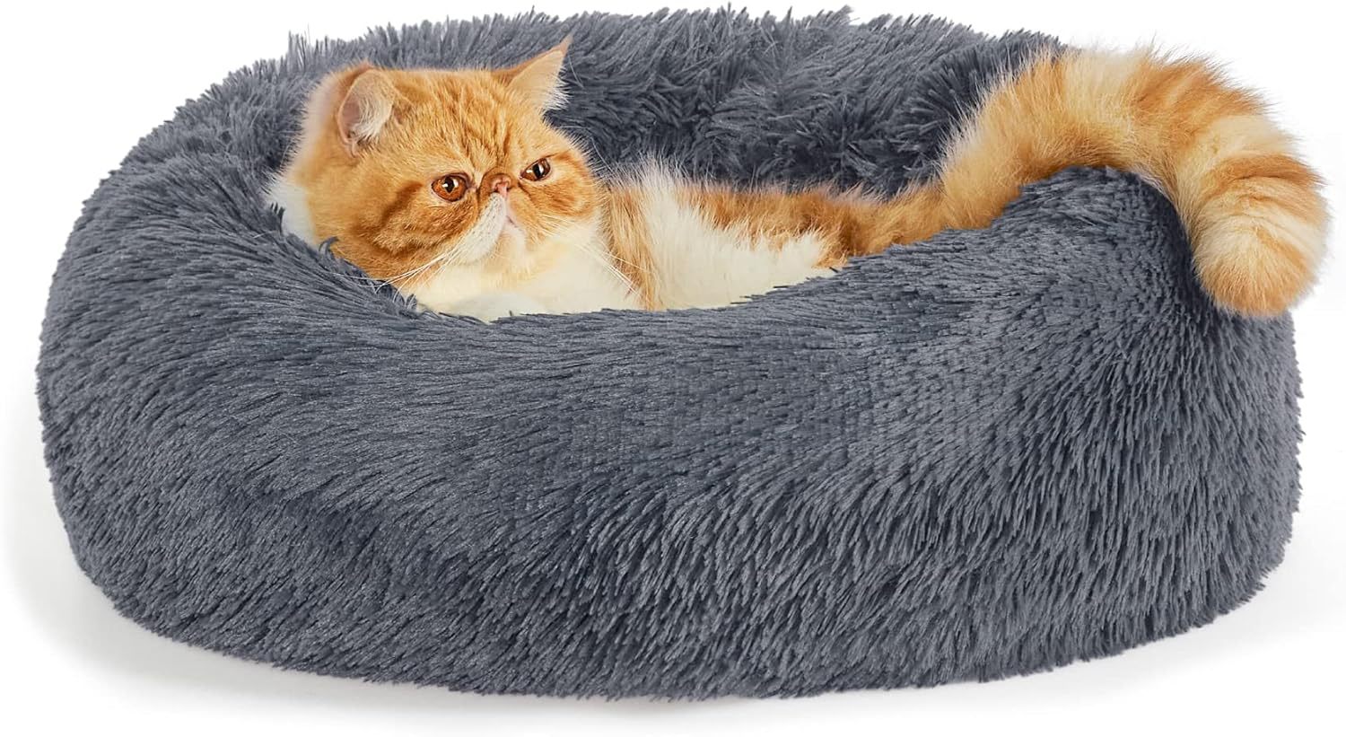 Solid Color Non-slip Round Fluffy Pet Bed