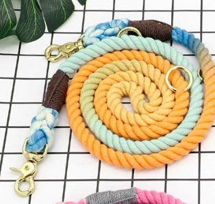 Multi-color cotton long dog leash