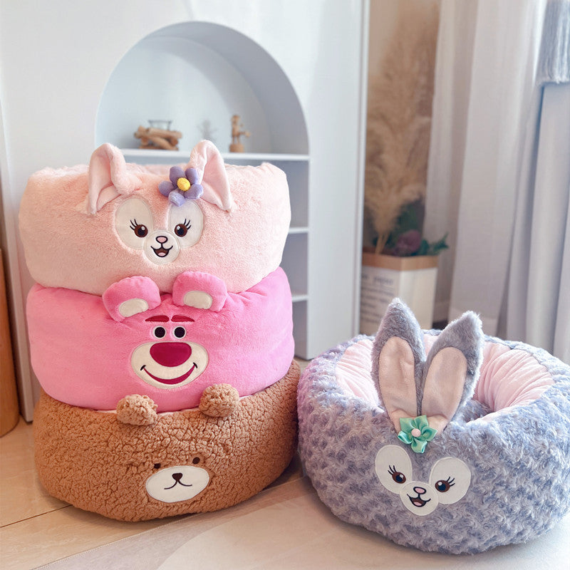 Winter Plush Pet Nest Cushion Round Bed
