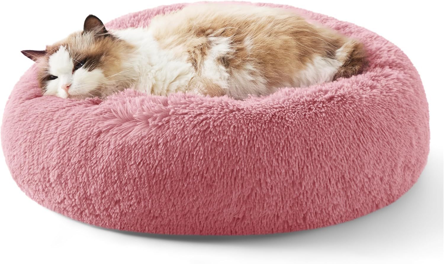 Solid Color Non-slip Round Fluffy Pet Bed