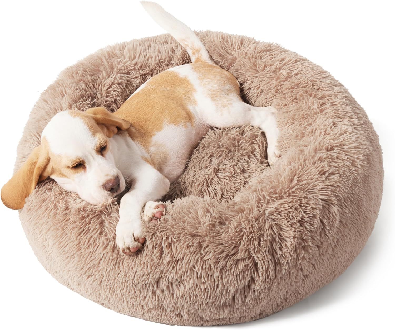 Solid Color Non-slip Round Fluffy Pet Bed