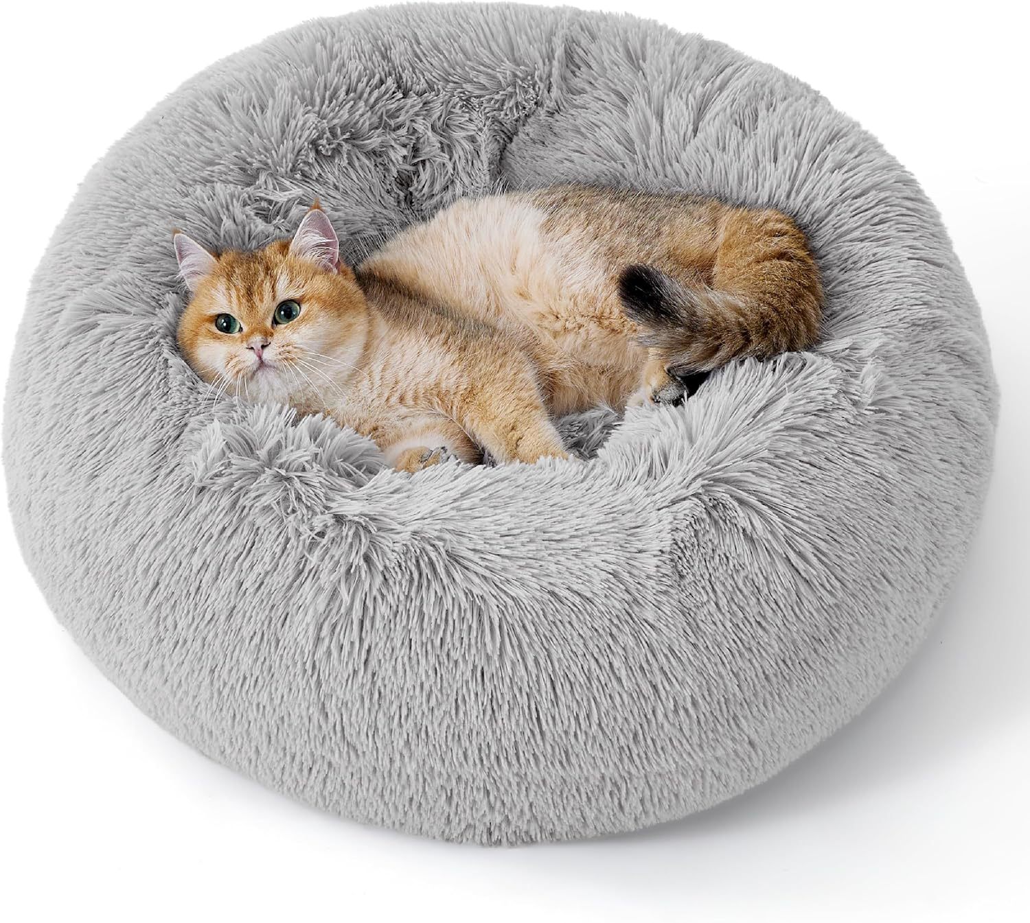 Solid Color Non-slip Round Fluffy Pet Bed