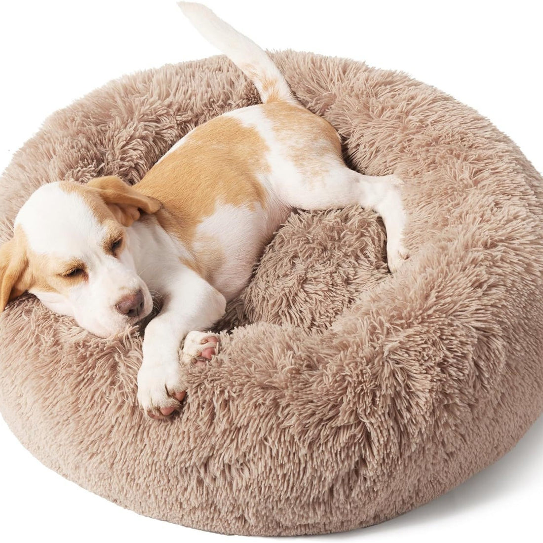 Solid Color Non-slip Round Fluffy Pet Bed